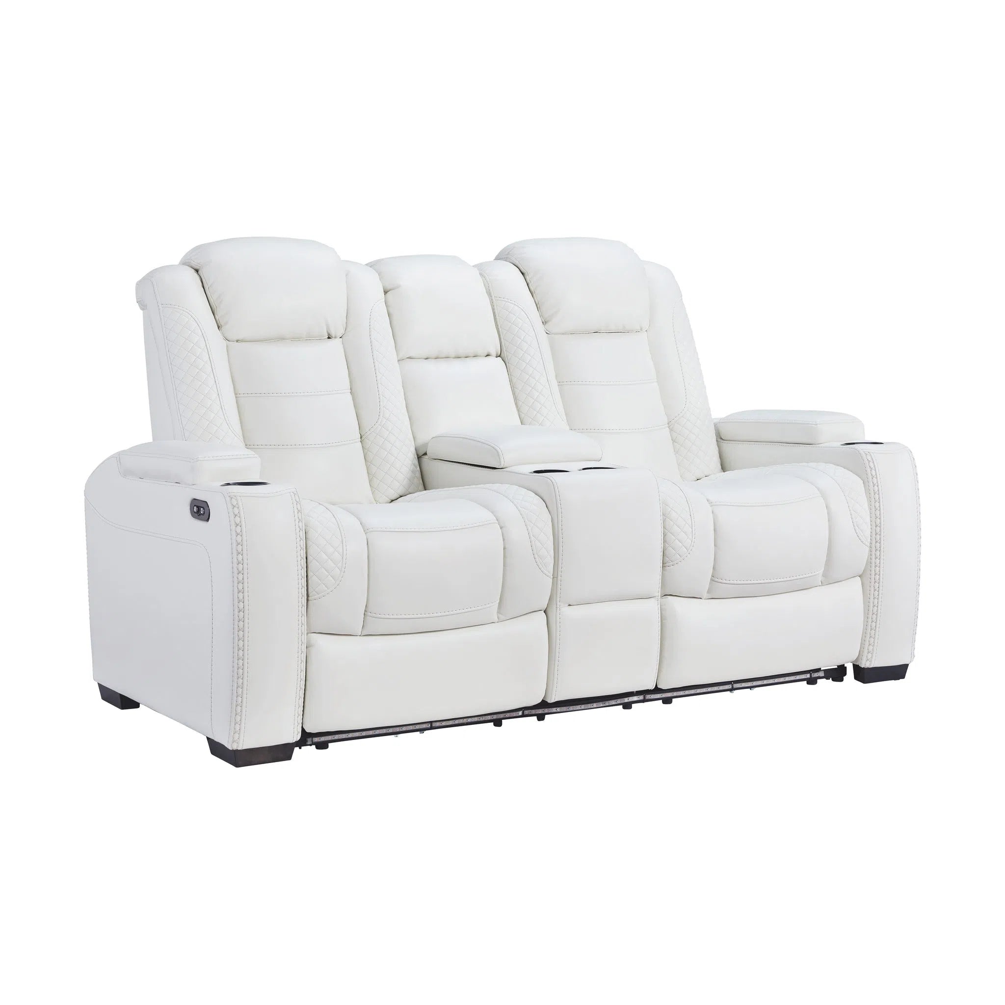 Ashley 3700418 Party Time - White - PWR REC Loveseat/CON/ADJ HDRST