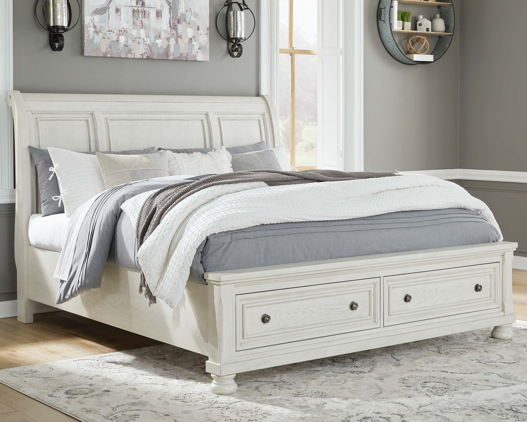Queen Sleigh Bed with 2 Storage Drawers