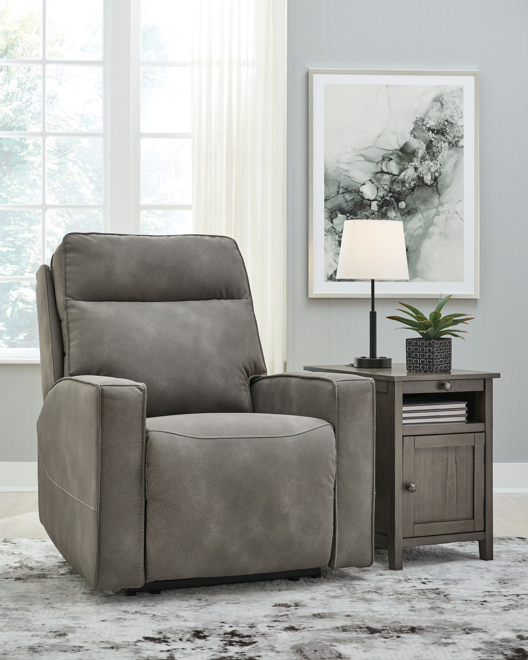 Next-Gen Durapella - Slate - Power Recliner / Adj Headrest - Fabric