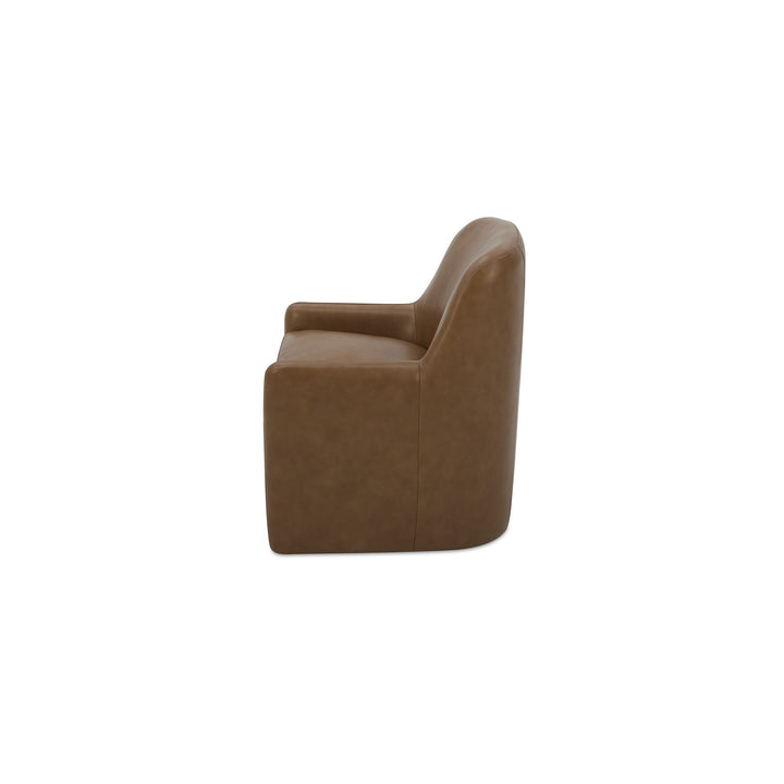 Maisie - Rolling Dining Chair - Tan Leather