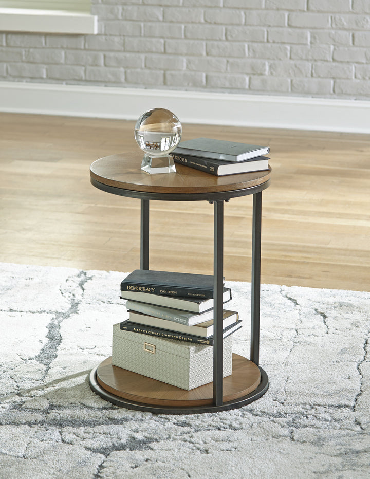 Fridley - Brown / Black - Round End Table