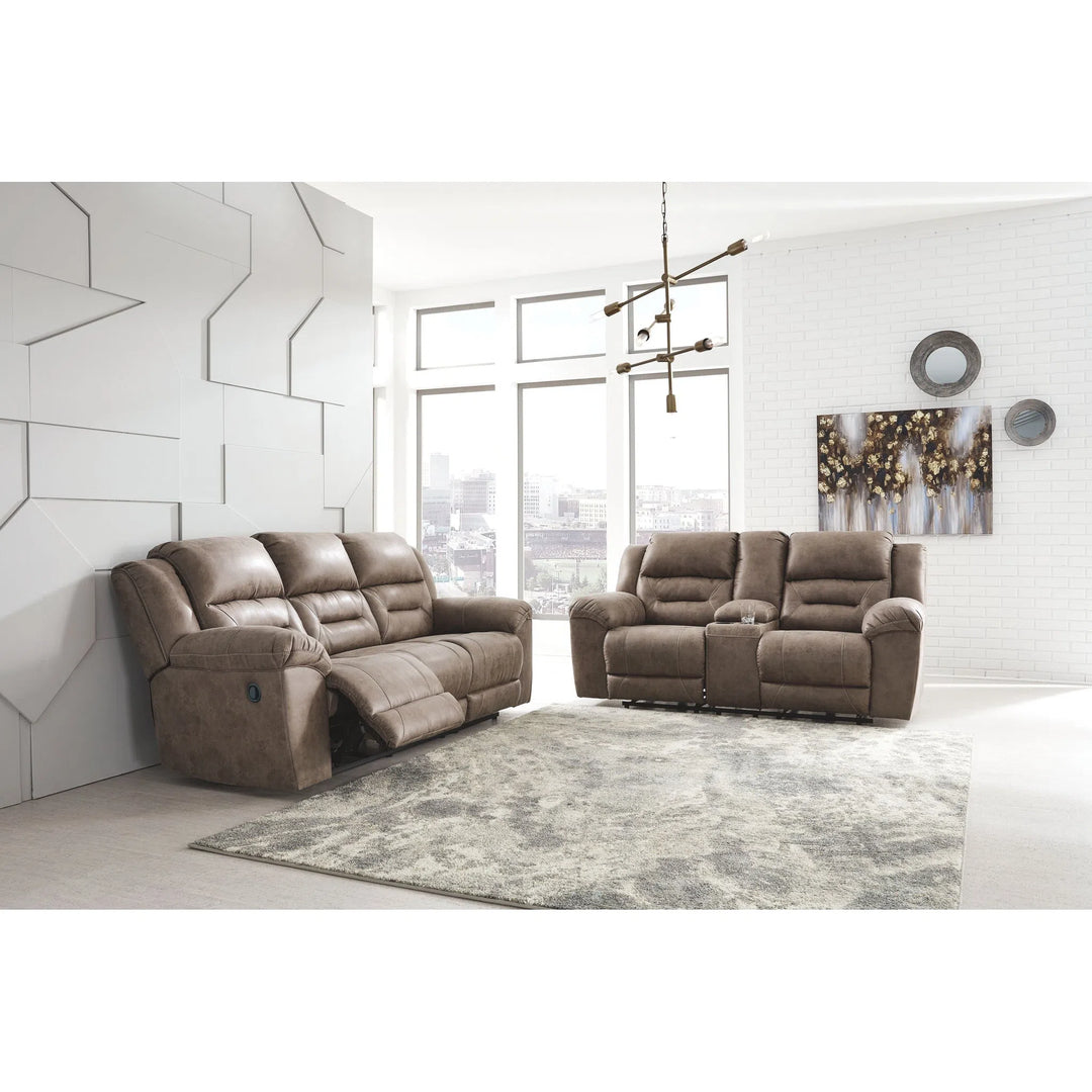 Ashley 39905/88/94 Stoneland - Fossil - REC Sofa & DBL REC Loveseat with Console
