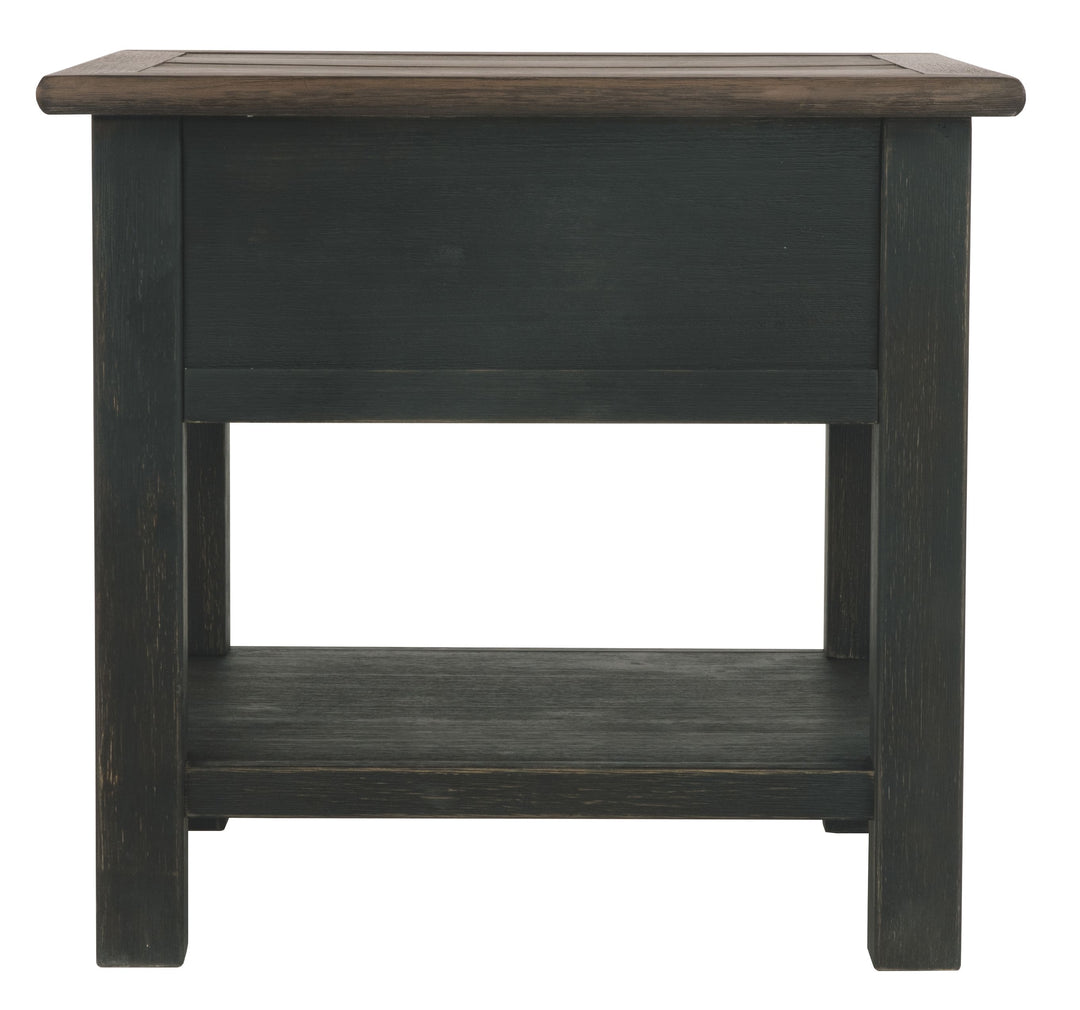 Tyler - Grayish Brown / Black - Rectangular End Table