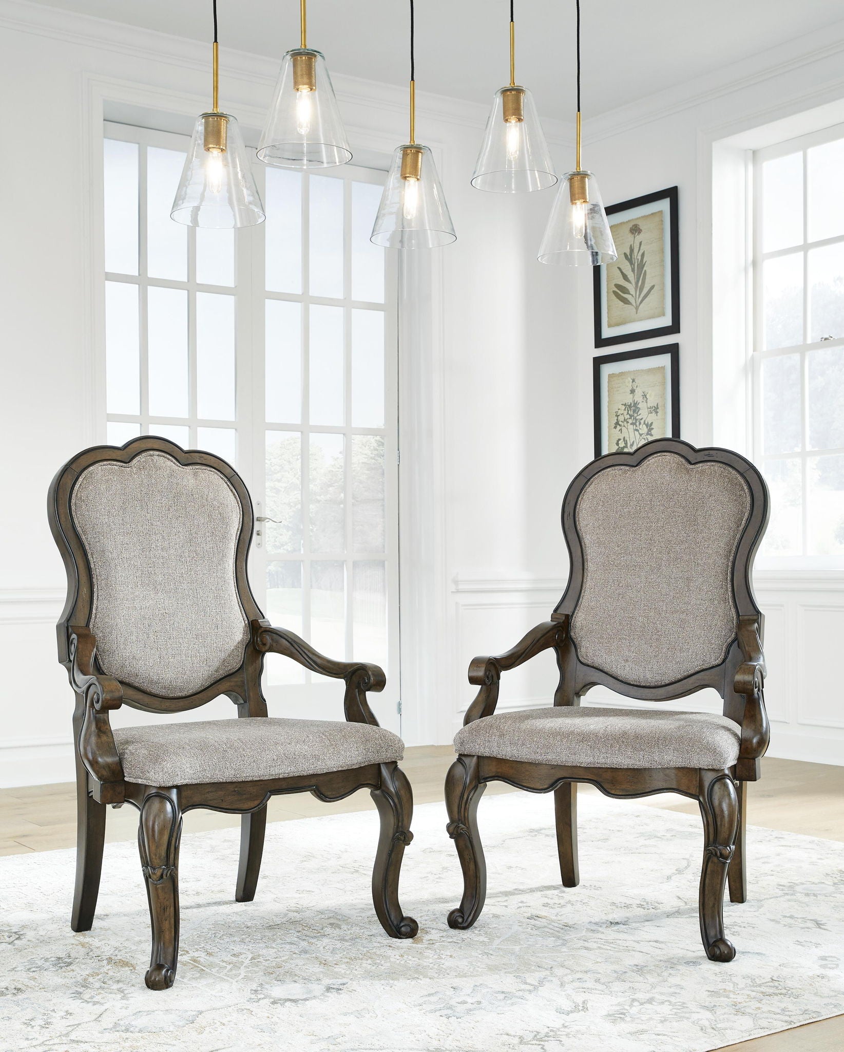 Maylee - Dark Brown - Dining Upholstered Arm Chair