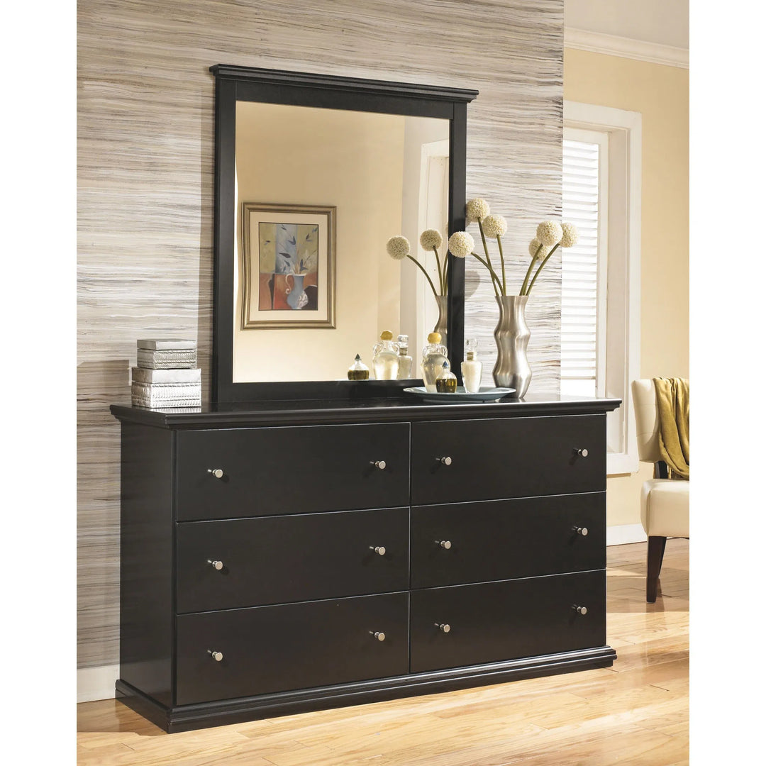 Ashley B138/31/36/46/53/91(2) Maribel - Black - 6 Pc. - Dresser, Mirror, Chest, Twin Panel Headboard & 2 Nightstands
