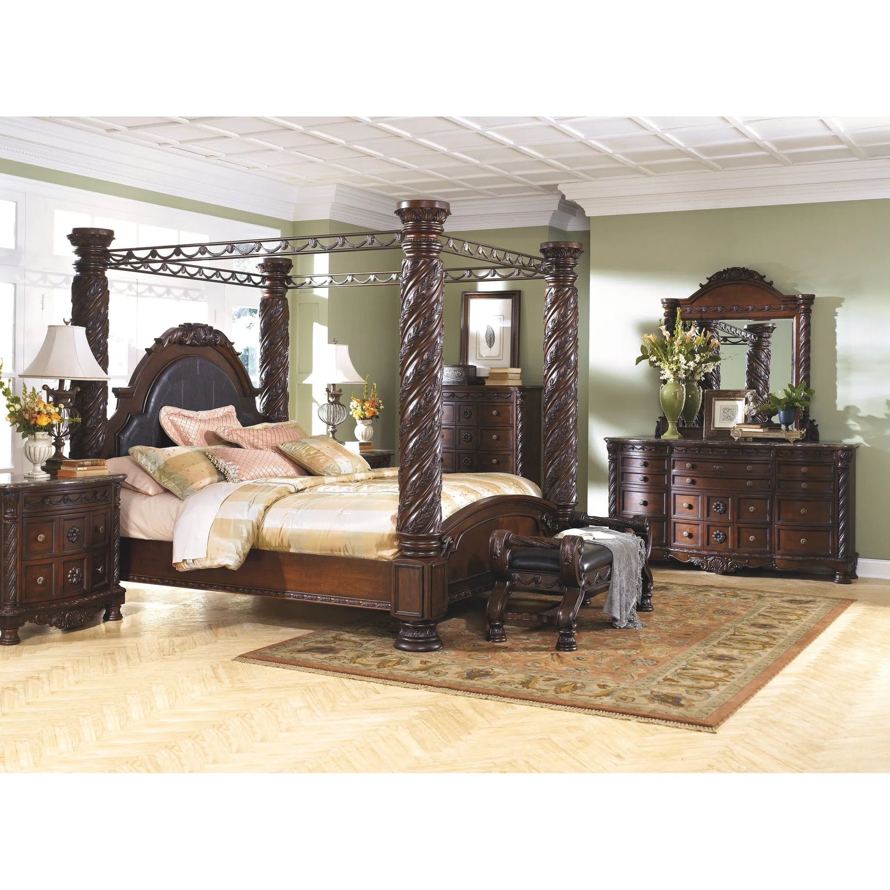 Ashley B553 172 151 162 150 199 North Shore Dark Brown 4 Pc