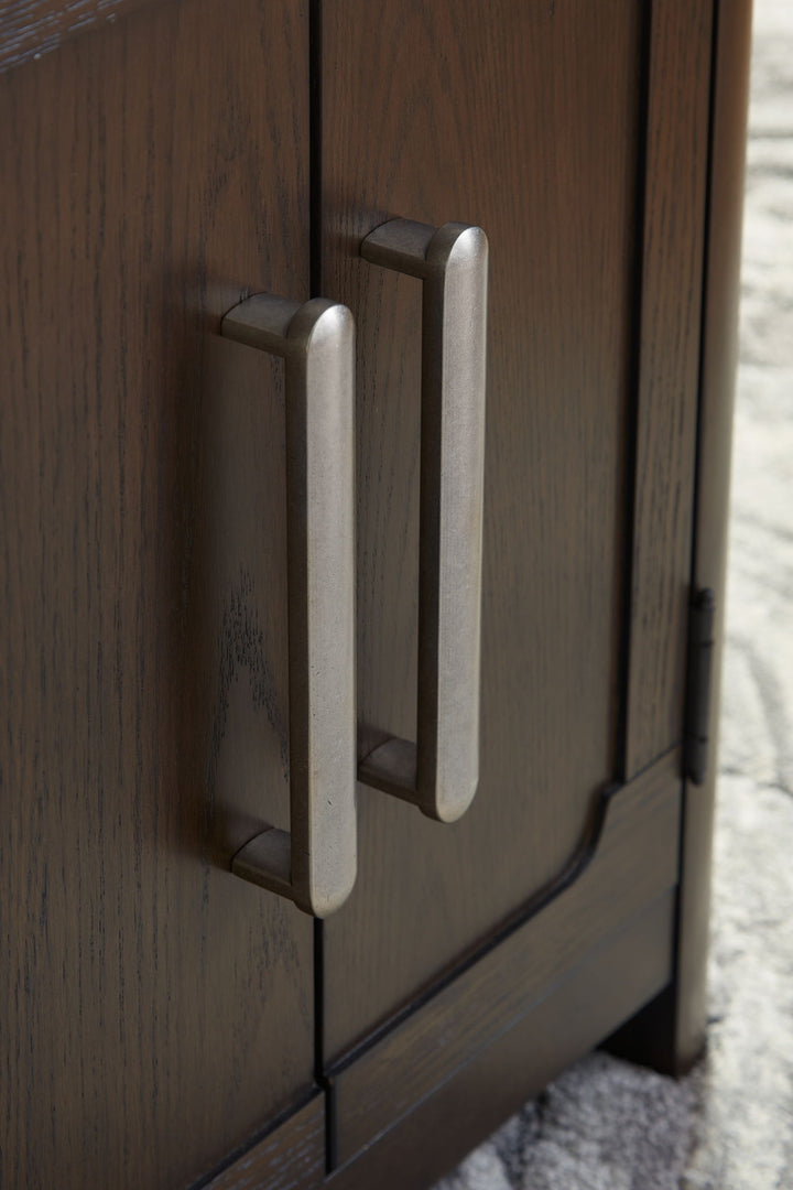 Breckington - Rectangular 2-door End Table - Dark Brown