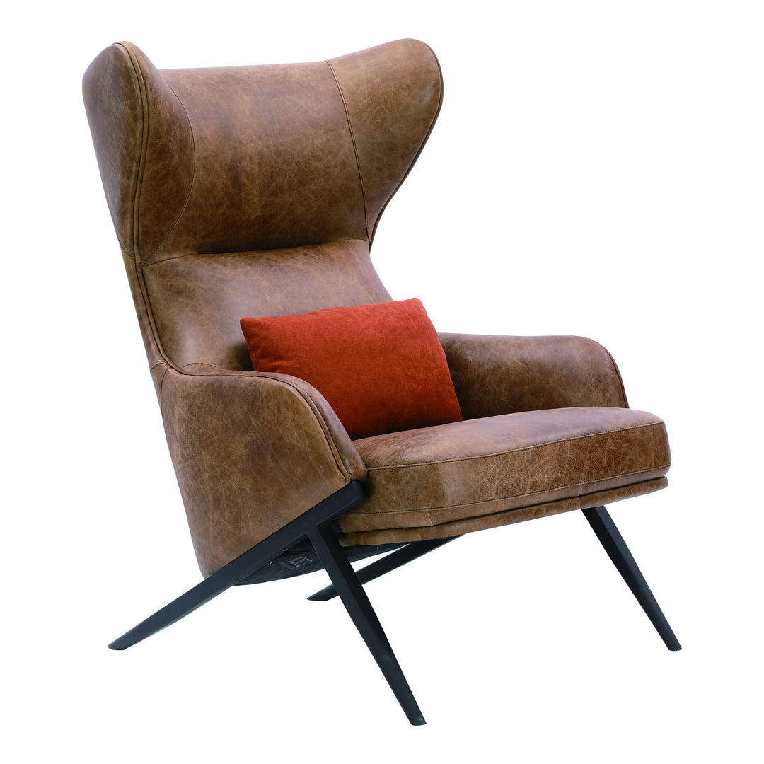 Amos - Leather Accent Chair - Light Brown