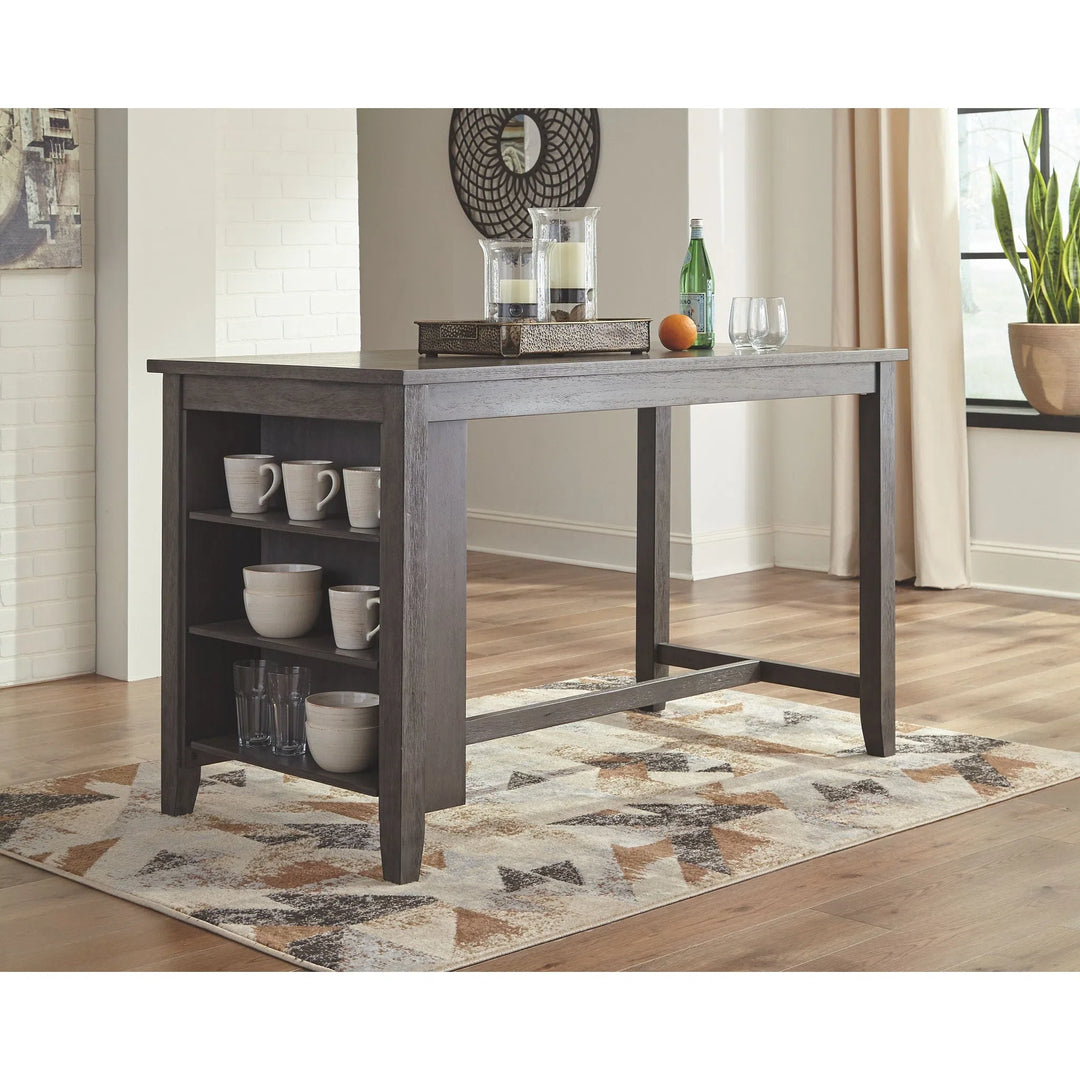 Ashley D388/13/024(2)/124(2) Caitbrook - Dark Gray - 5 Pc. - RECT DRM Counter Table, 2 UPH Stools & 2 UPH Barstools