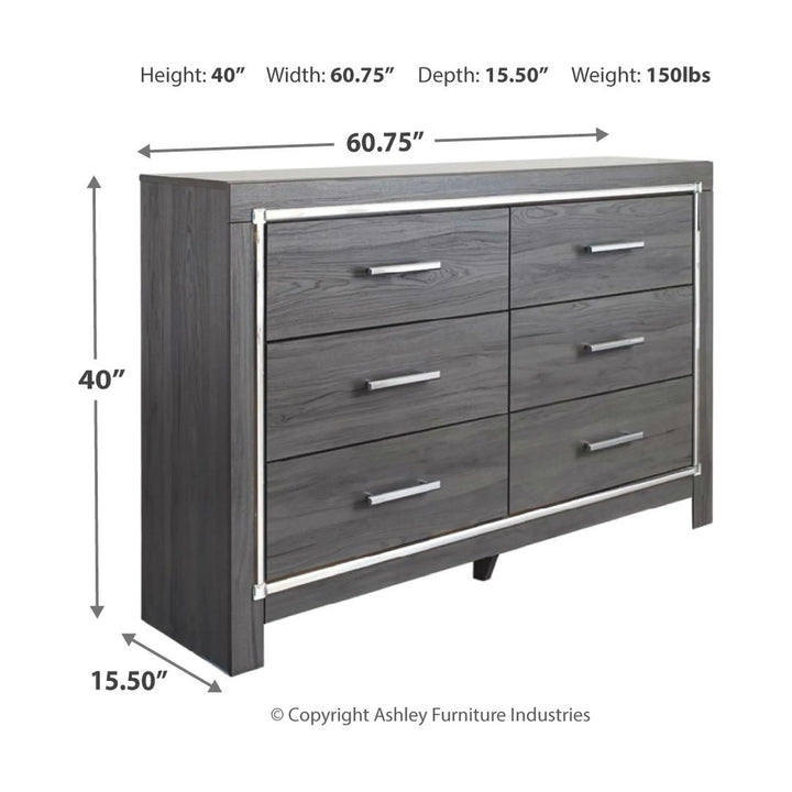 Ashley B214/31/36/87/84S/86/92 Lodanna - Gray - 6 Pc. - Dresser, Mirror, Full Panel Bed with 2 Storage Drawers & Nightstand