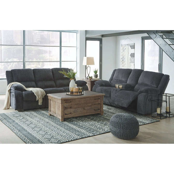 Ashley 76504/88/94 Draycoll - Slate - REC Sofa & DBL REC Loveseat with Console