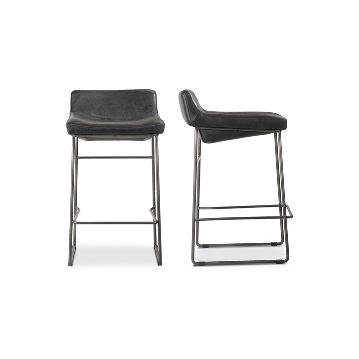 Starlet - Counter Stool Leather (Set of 2) - Onyx Black