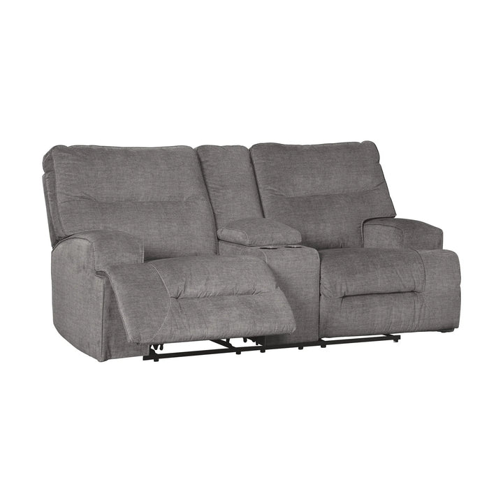Ashley 4530294 Coombs - Charcoal - DBL Rec Loveseat w/Console