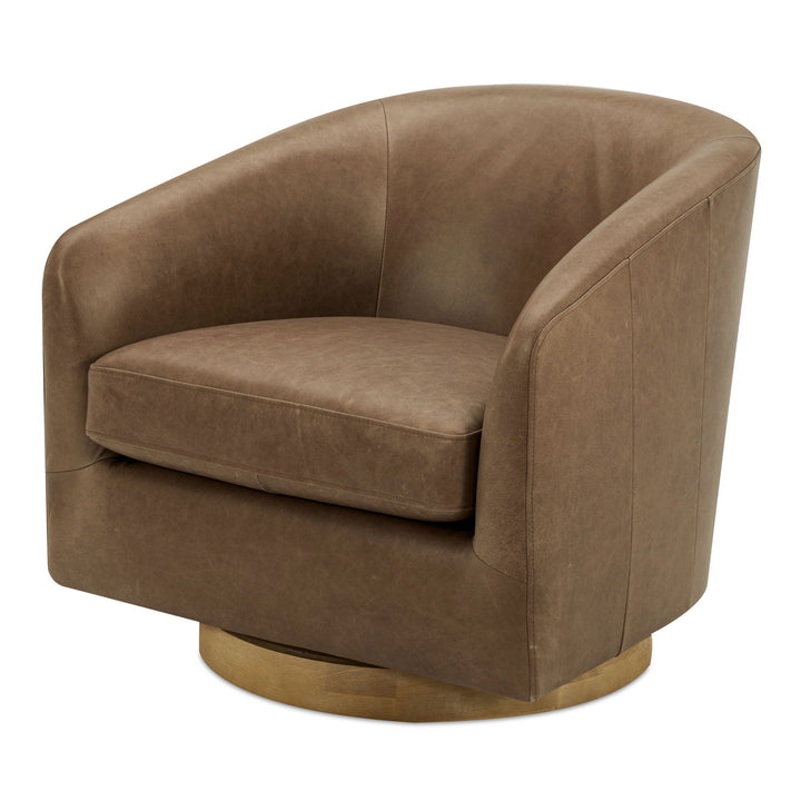 Oscy - Leather Swivel Chair - Tan