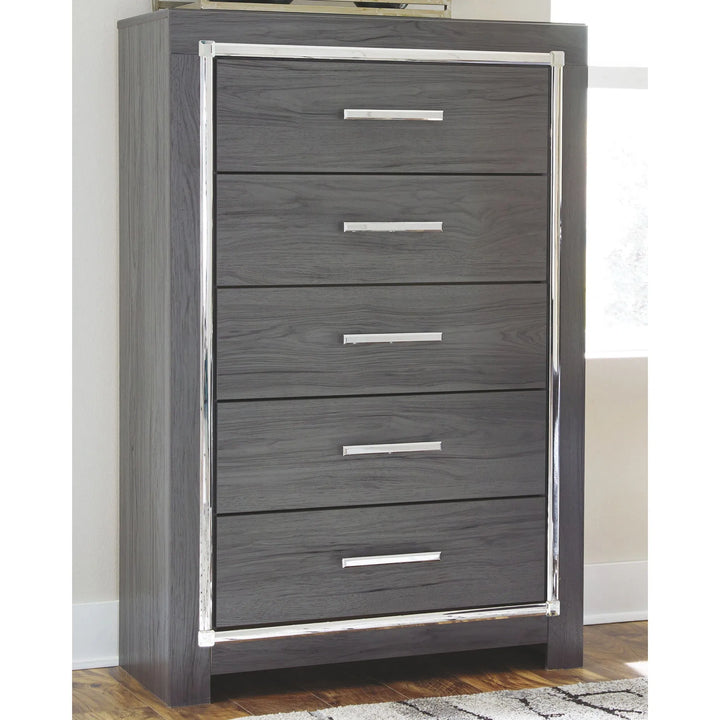 Ashley B214/31/36/46/87/84S/86 Lodanna - Gray - 6 Pc. - Dresser, Mirror, Chest & Full Panel Bed with Storage