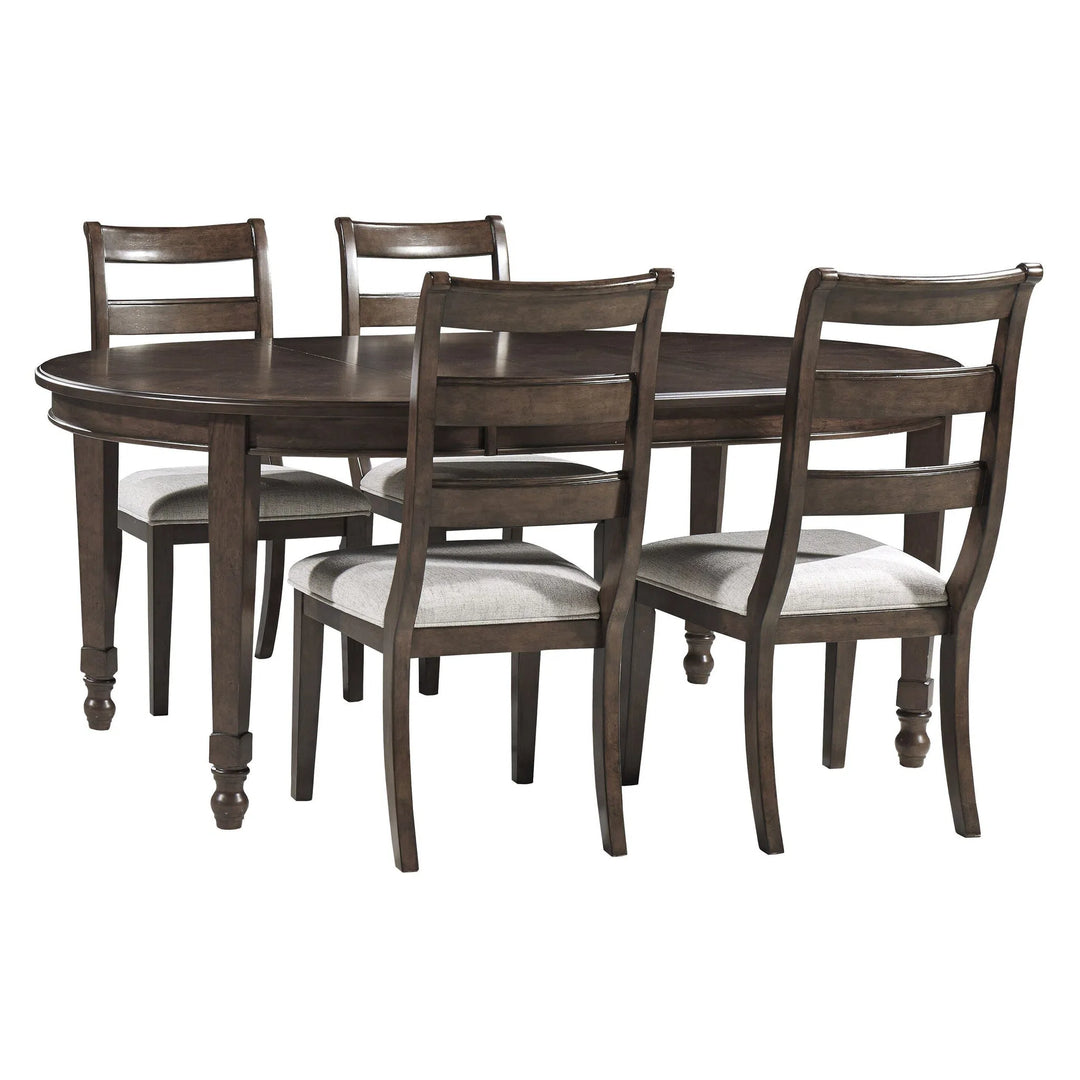 Ashley D677/35/01(4) Adinton - Reddish Brown - 5 Pc. - Oval DRM EXT Table & 4 UPH Side Chairs