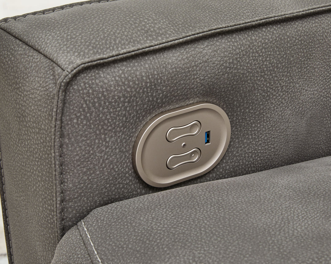 Next-Gen Durapella - Slate - Power Recliner / Adj Headrest - Fabric