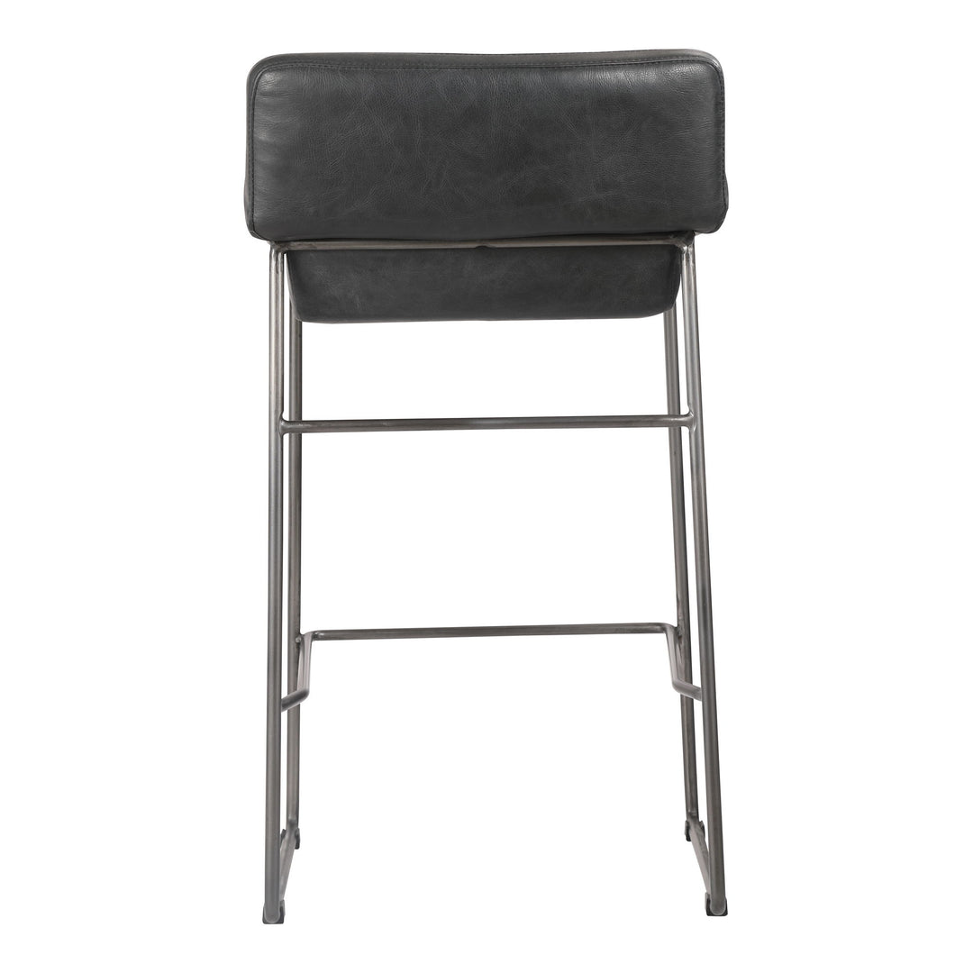 Starlet - Counter Stool Leather (Set of 2) - Onyx Black