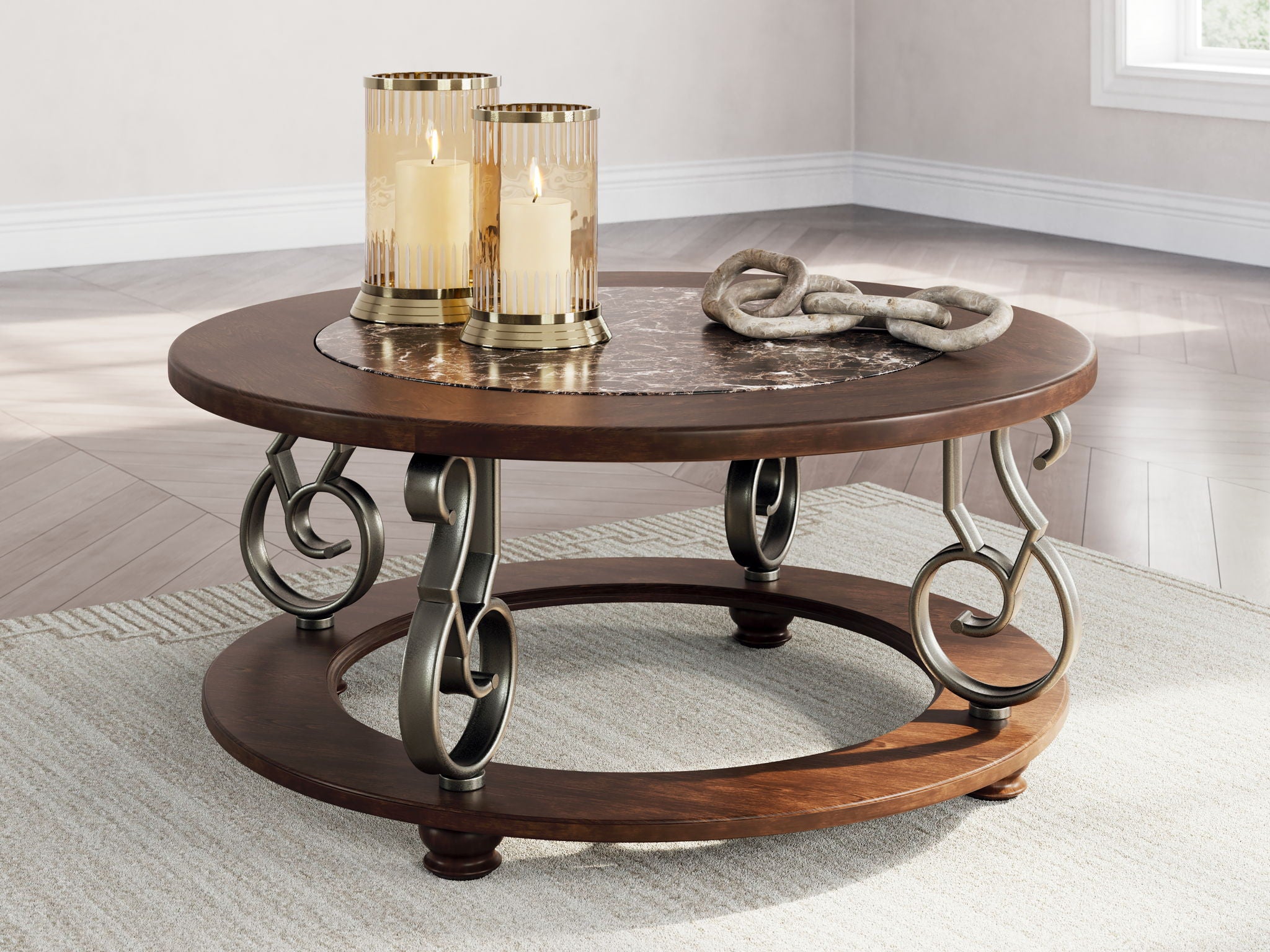 Frallyn - Round Cocktail Table - Dark Brown