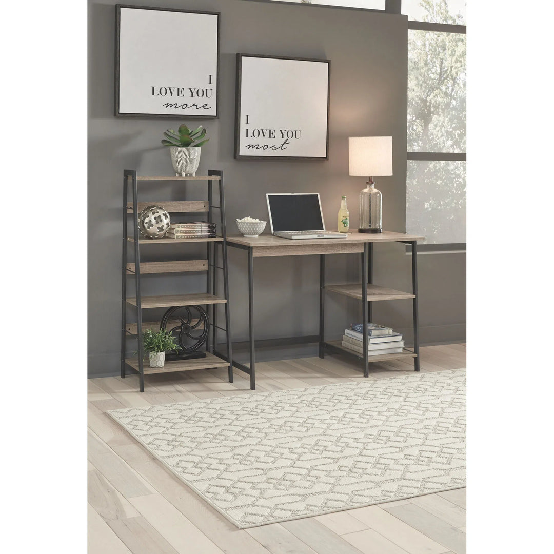 Ashley Z1411838 Soho - Light Brown/Gunmetal - Home Office Desk and Shelf