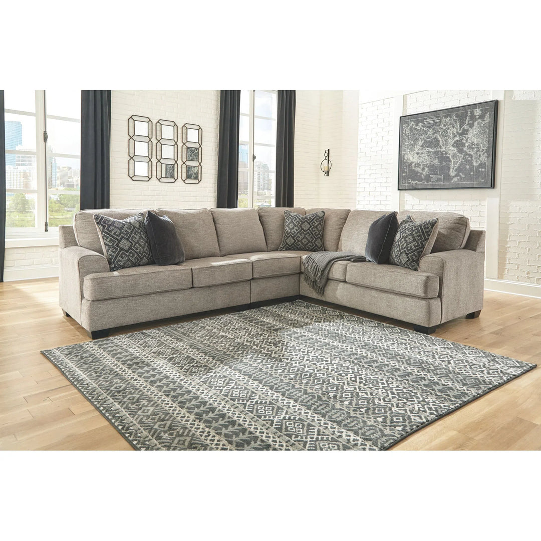Ashley 56103/55/46/49 Bovarian - Stone - LAF Loveseat, Armless Chair & RAF Sofa with Corner Wedge Sectional