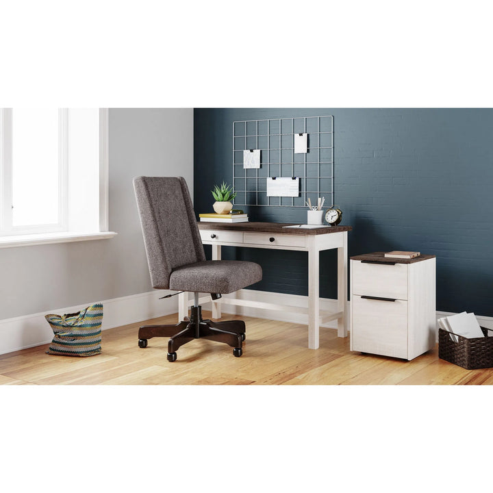 Ashley H287/14/12/H200-05 Dorrinson - Two-tone - Desk, File Cabinet & Swivel Desk Chair