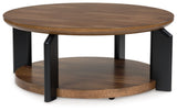 Kraeburn - Round Cocktail Table - Brown / Black
