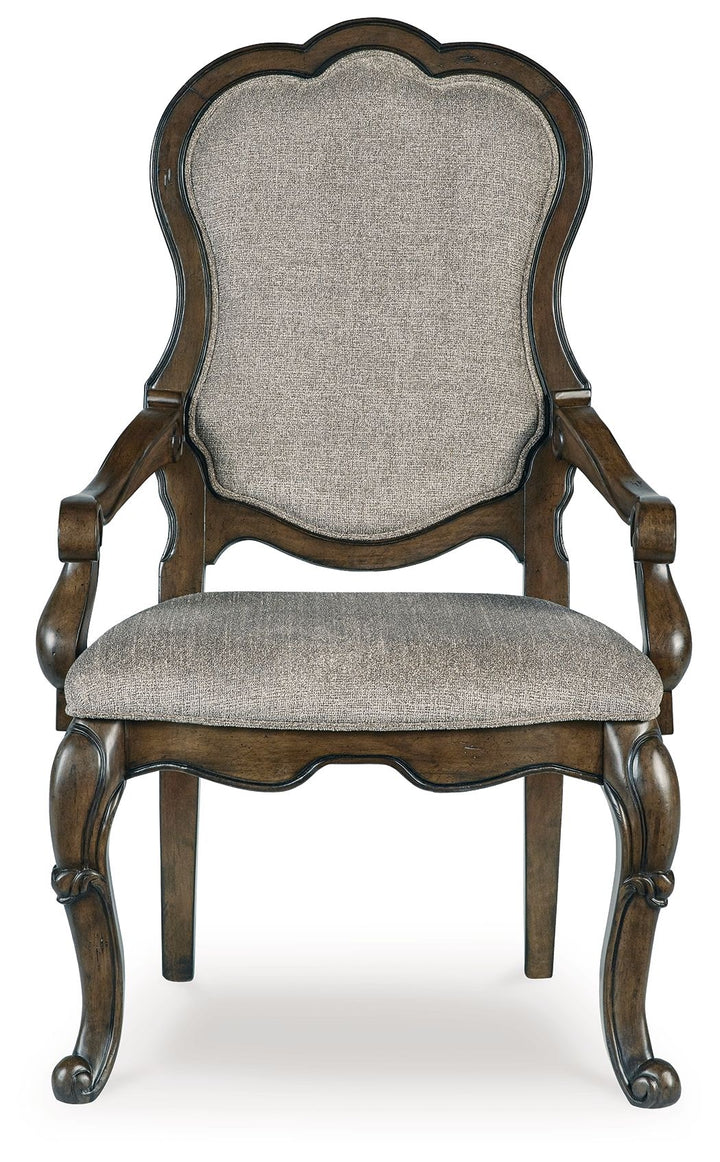 Maylee - Dark Brown - Dining Upholstered Arm Chair