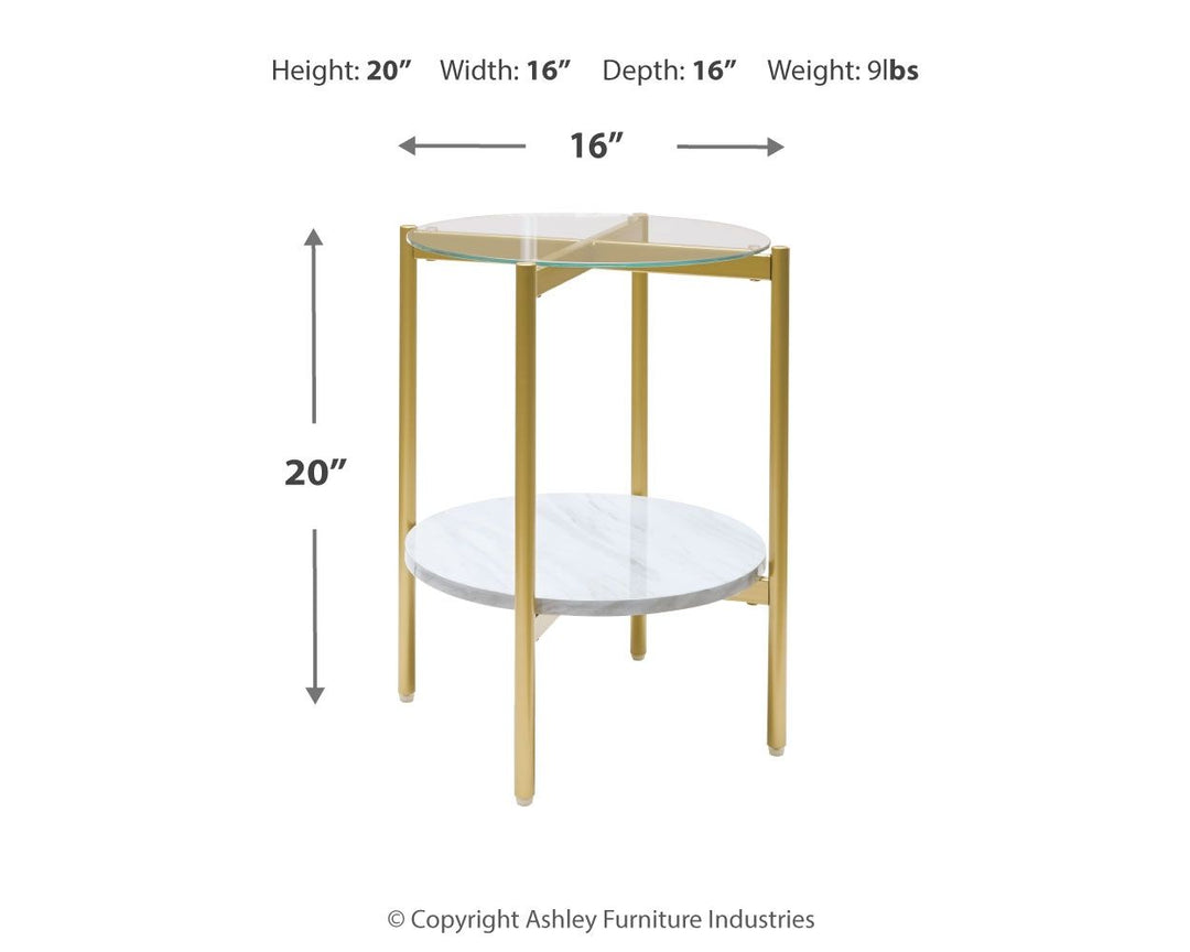 Wynora - White / Gold - Round End Table