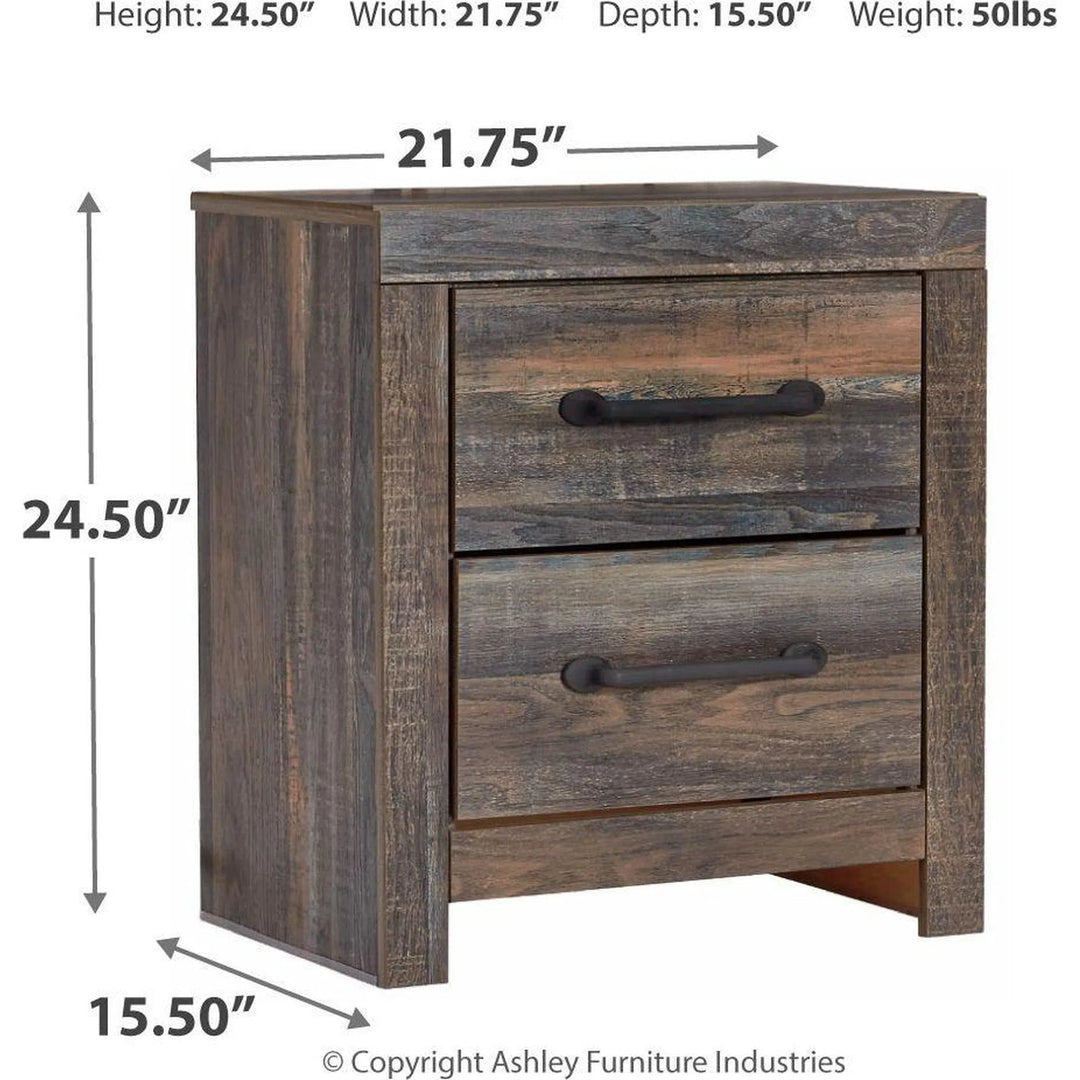 Ashley B211/31/36/46/53/52/50(2)/B100-11/92(2) Drystan - Multi - Dresser, Mirror, Chest, Twin Panel Bed with 4 Storage Drawers & 2 Nightstands
