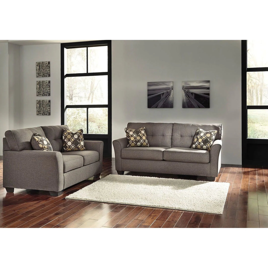 Ashley 99101/38/35/60/T138-13 Tibbee - Slate - Sofa, Loveseat, Accent Chair & Frostine Table Set