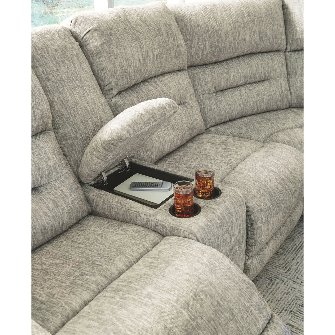 Ashley 51802/63/90 Family Den - Pewter - 3 Pc. - Power Reclining Sectional
