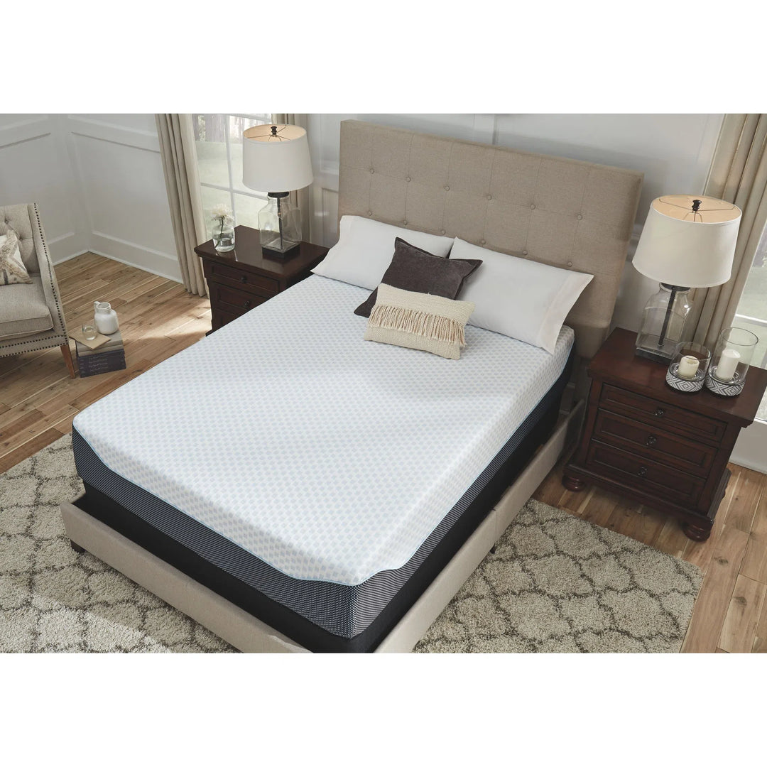Ashley M71441 14 Inch Chime Elite White Blue King Mattress