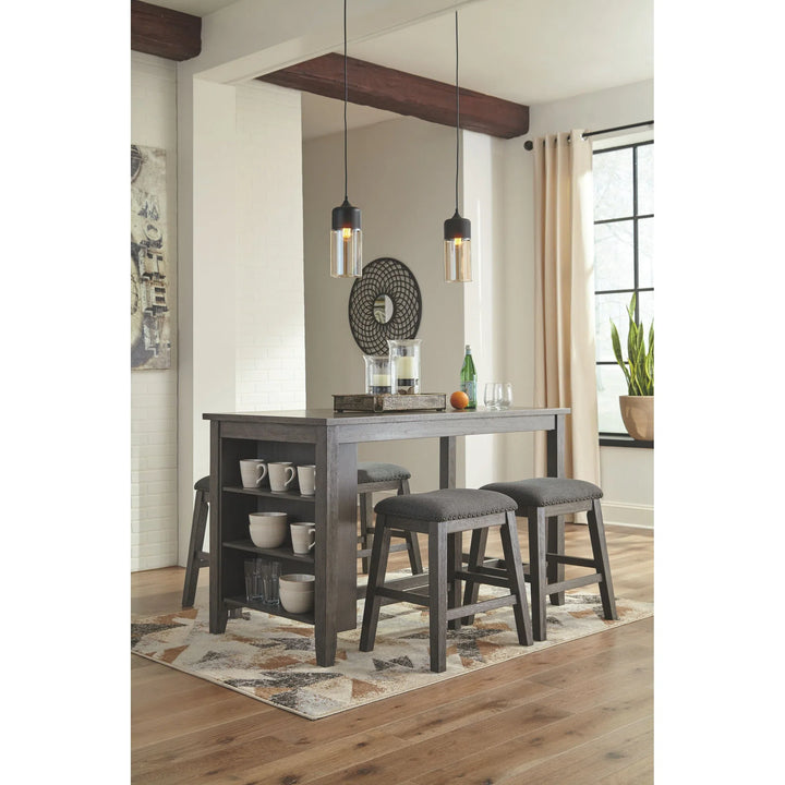 Ashley D388/13/024(4) Caitbrook - Dark Gray - 5 Pc. - RECT DRM Counter Table & 4 UPH Stools