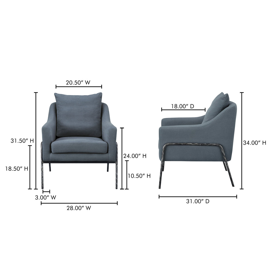 Archer - Accent Chair - Slate Blue Linen Blend