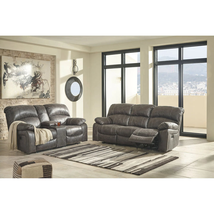 Ashley 51601/15/18 Dunwell - Steel - PWR REC Sofa with ADJ HDRST & PWR REC Loveseat with CON/ADJ HDRST