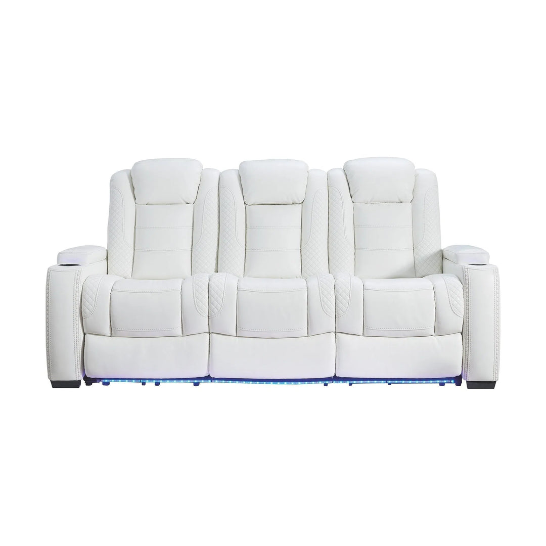 Ashley 3700415 Party Time - White - PWR REC Sofa with ADJ Headrest
