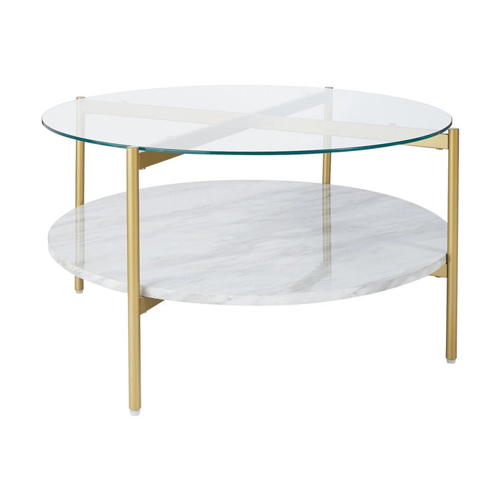 Ashley T192-8 Wynora - White/Gold - Round Cocktail Table