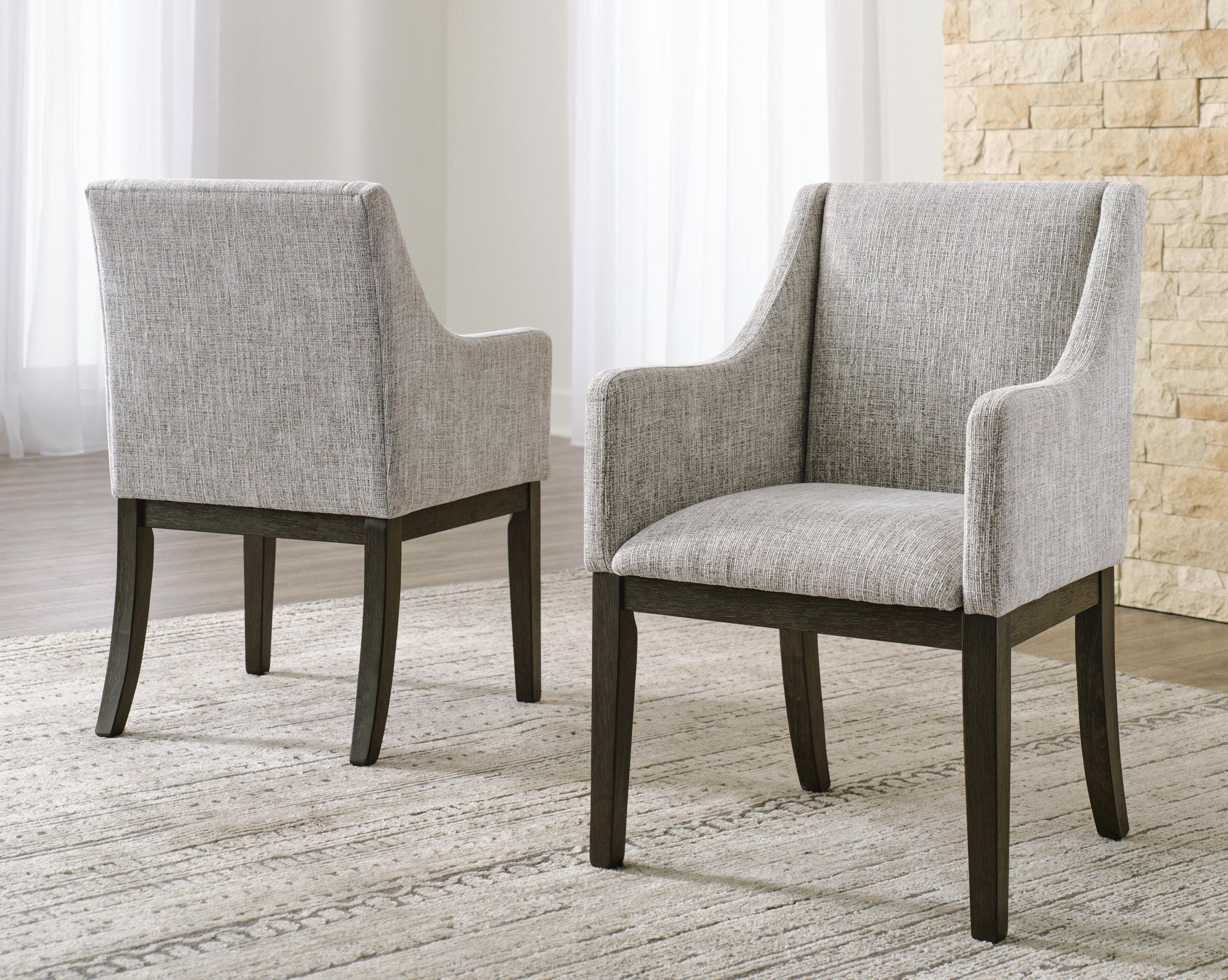 Burkhaus - Beige / Dark Brown - Dining Uph Arm Chair