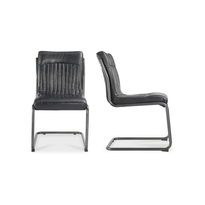 Ansel - Dining Chair Leather (Set of 2) - Onyx Black