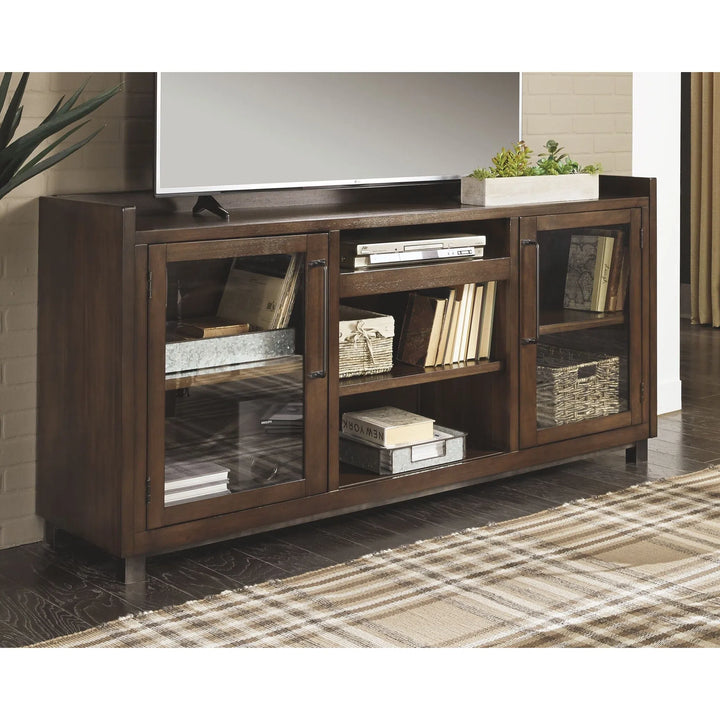 Ashley W633/68/W100-101 Starmore - Brown - XL TV Stand with Fireplace Insert Infrared