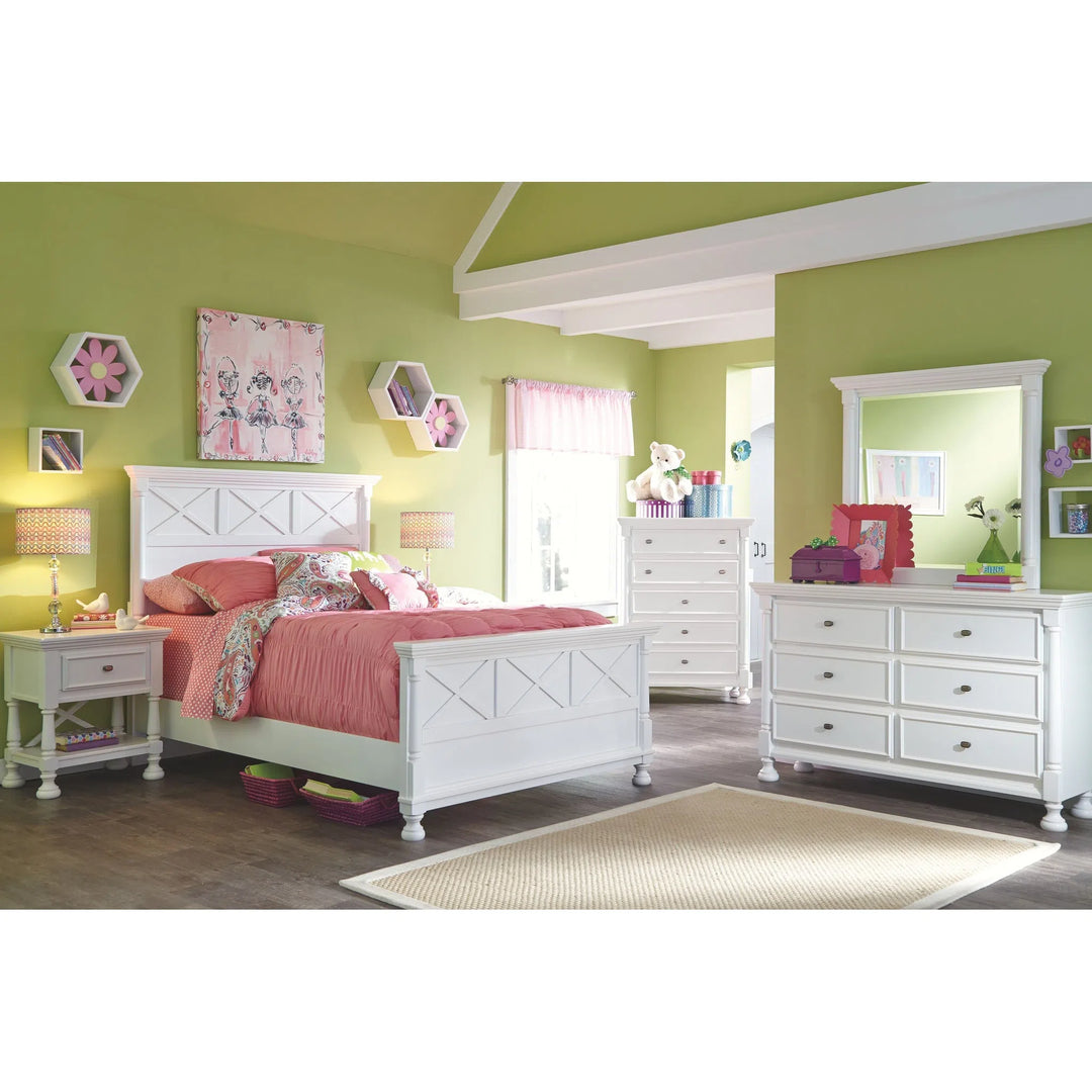 Ashley B502/21/26/87/84/86 Kaslyn - White - 5 Pc. - Dresser, Mirror & Full Panel Bed