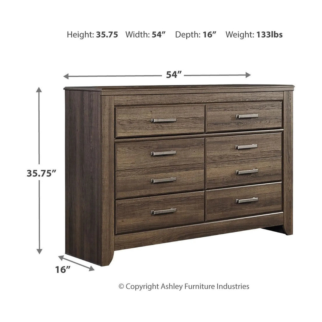 Ashley B251/21/36/52/53/83 Juararo - Dark Brown - 5 Pc. - Dresser, Mirror & Twin Panel Bed