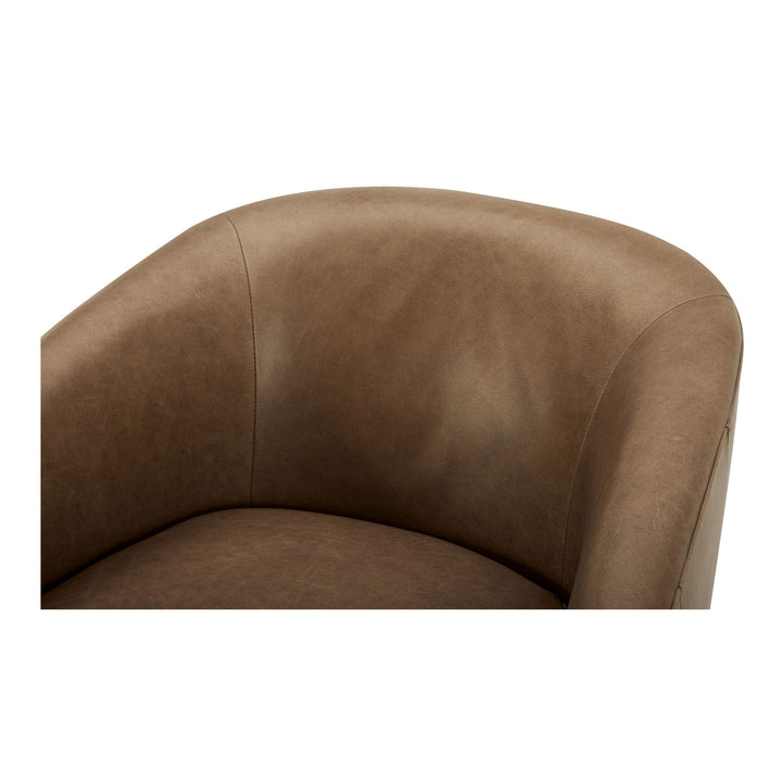 Oscy - Leather Swivel Chair - Tan