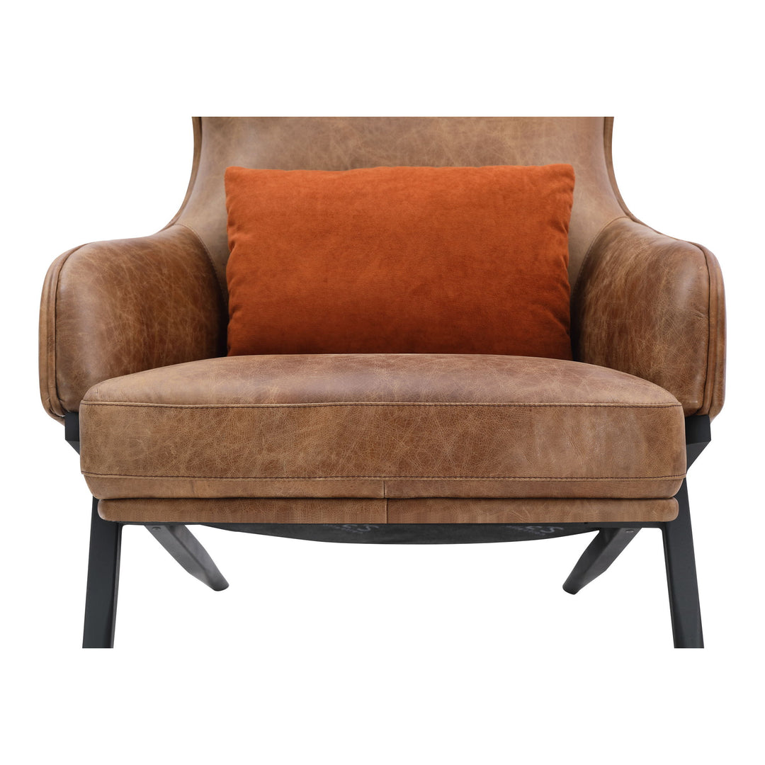 Amos - Leather Accent Chair - Light Brown