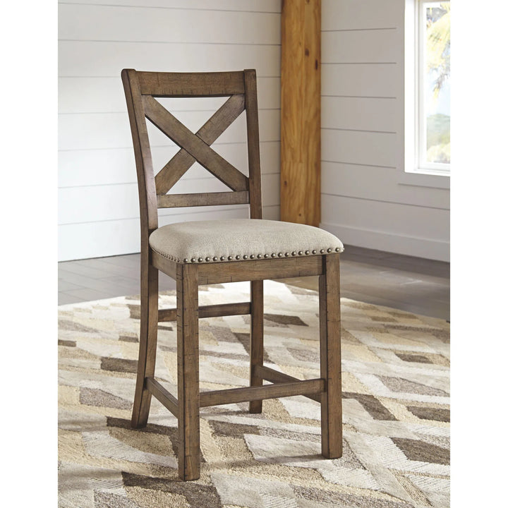 Ashley D631/32/124(6) Moriville - Gray - 7 Pc. - RECT DRM Counter EXT Table & 6 UPH Barstools