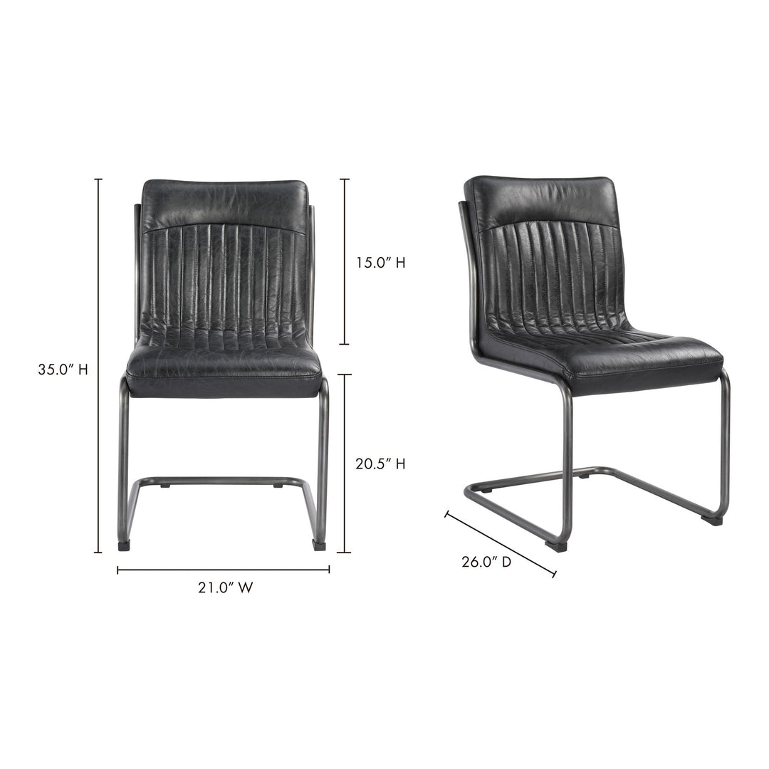 Ansel - Dining Chair Leather (Set of 2) - Onyx Black