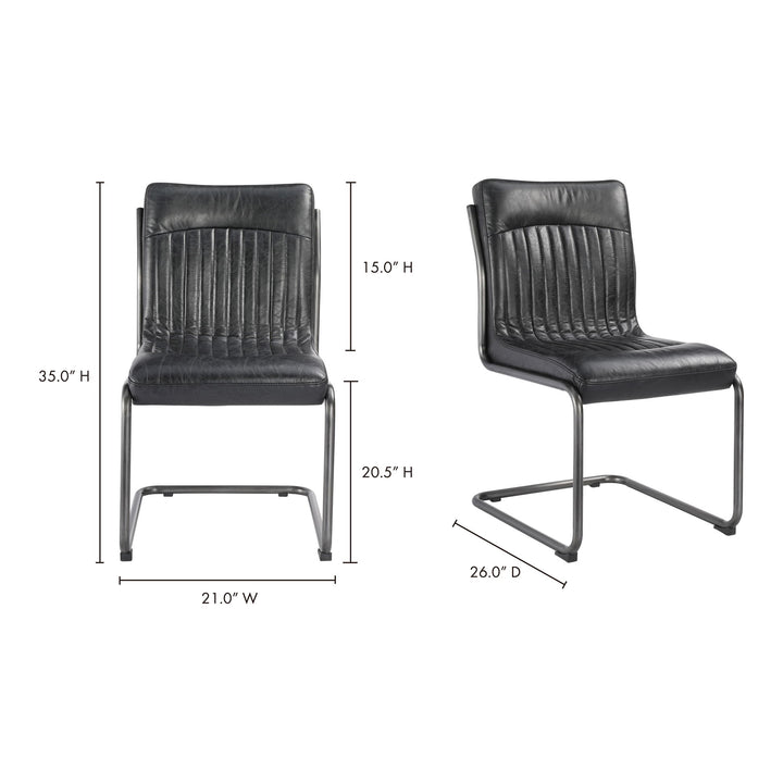 Ansel - Dining Chair Leather (Set of 2) - Onyx Black