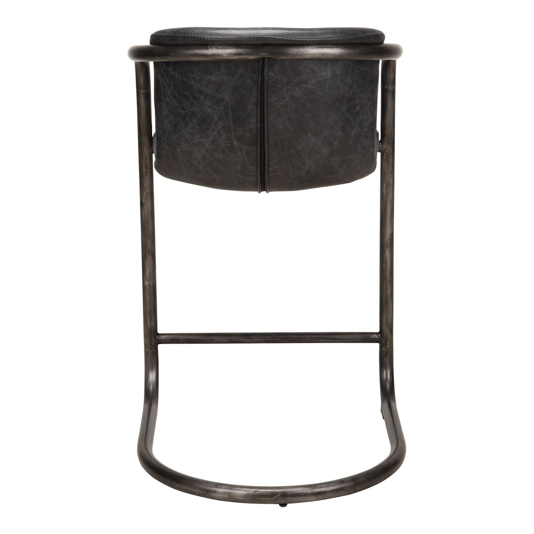 Freeman - Counter Stool Leather (Set of 2) - Onyx Black