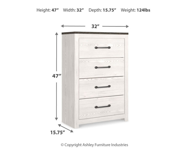 Gerridan - Four Drawer Chest - White / Gray
